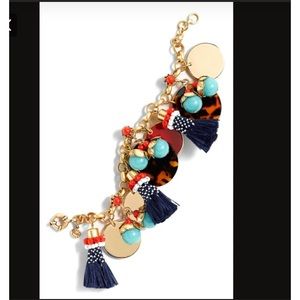 NWOT J. Crew Fun Tassel Charm Bracelet, Multicolored, 6.5-6.75”L